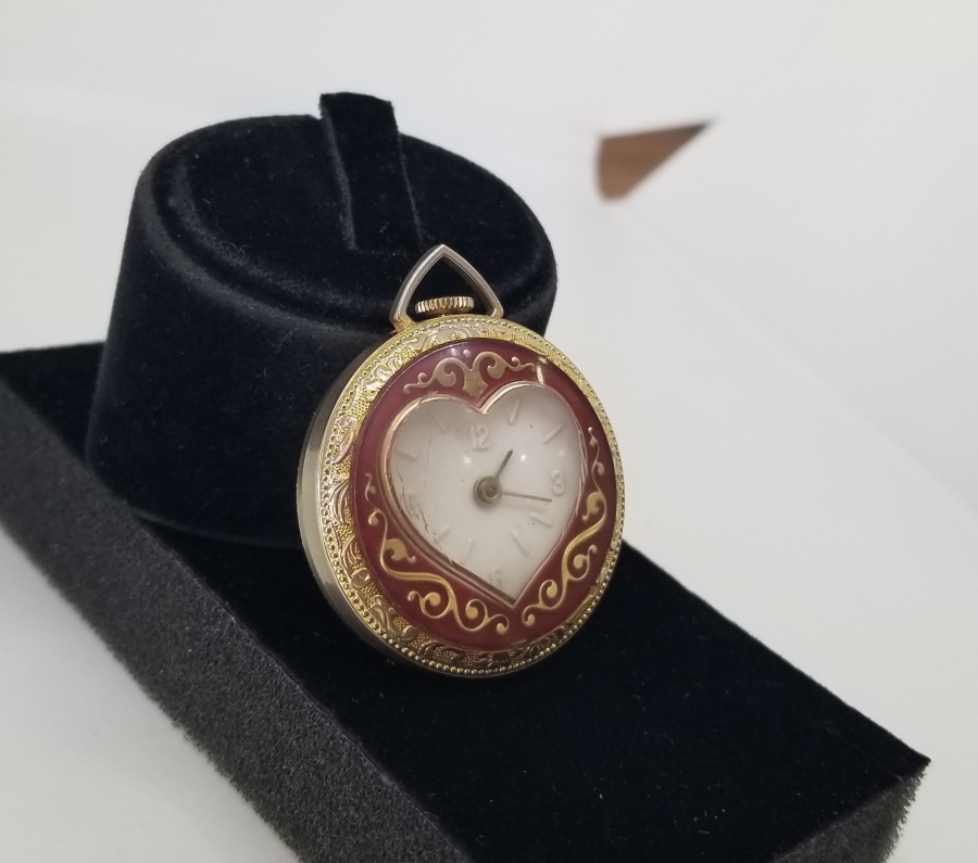 KALP FORMLU ALTIN KAPLAMA ANTİKA KOLYE SAAT