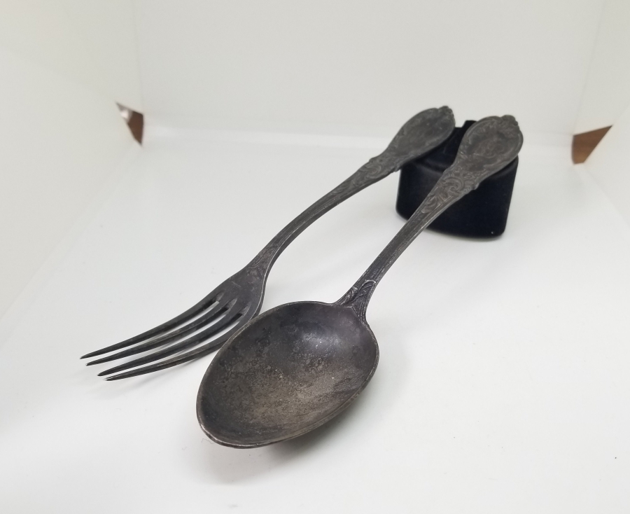 KABARTMA İŞÇİLİKLİ ANTİKA ÇİFT ÇATAL KAŞIK