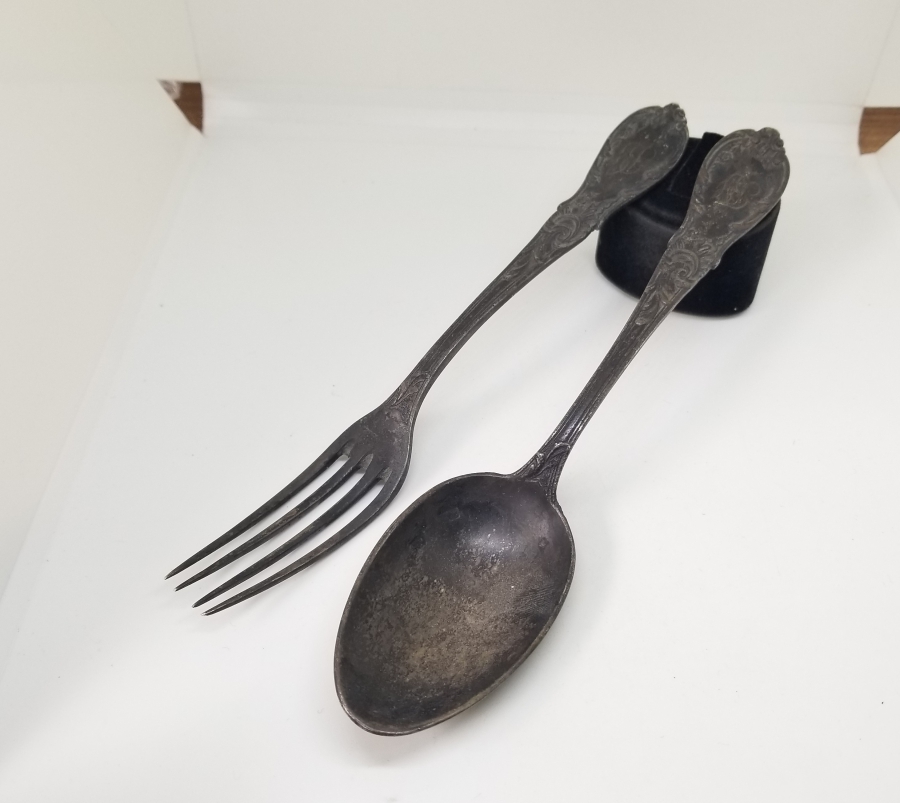 KABARTMA İŞÇİLİKLİ ANTİKA ÇİFT ÇATAL KAŞIK