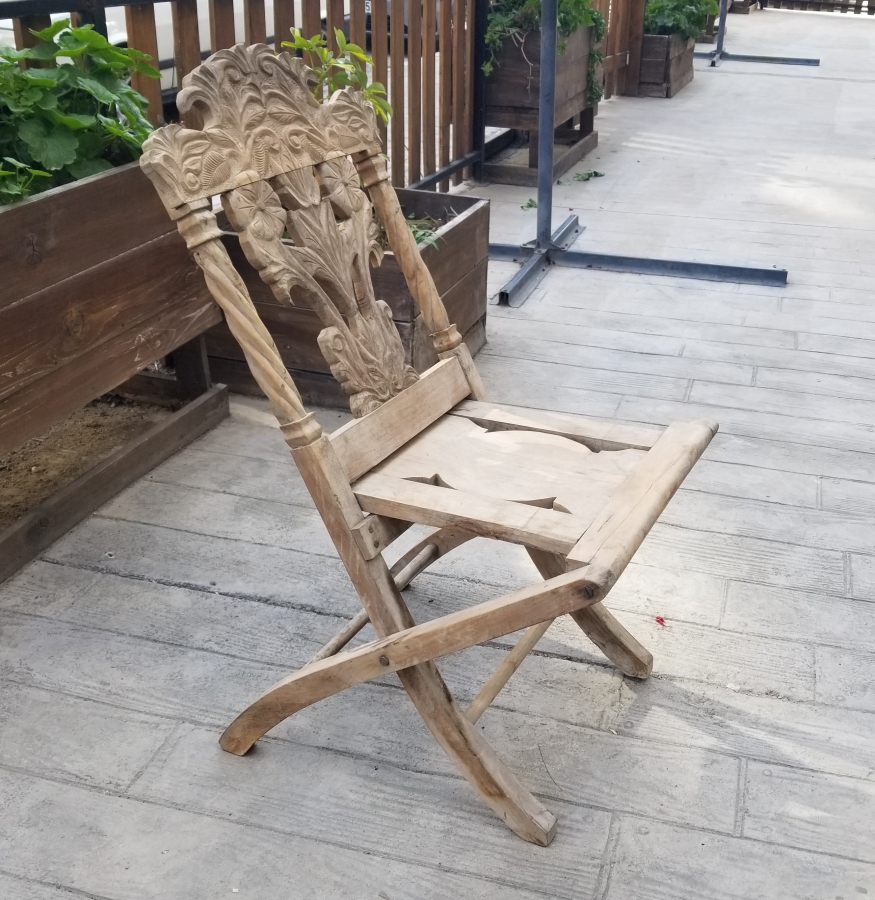 OSMANLI DÖNEMİ EL OYMA İŞÇİLİKLİ NADİR TİPTE KATLANIR SANDALYE