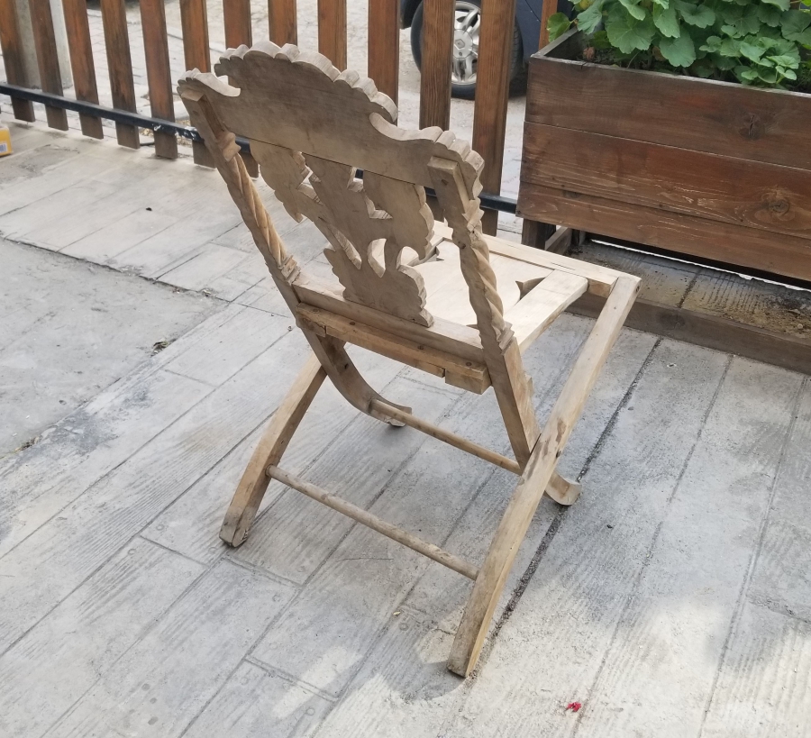 OSMANLI DÖNEMİ EL OYMA İŞÇİLİKLİ NADİR TİPTE KATLANIR SANDALYE