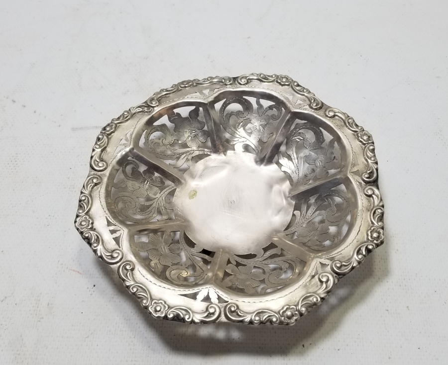 TESTERE VE KALEM İŞÇİLİKLİ ANTİKA GÜMÜŞ JARDİNYER - MEYVELİK