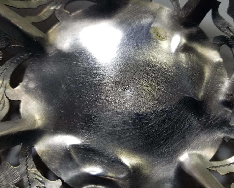 TESTERE VE KALEM İŞÇİLİKLİ ANTİKA GÜMÜŞ JARDİNYER - MEYVELİK