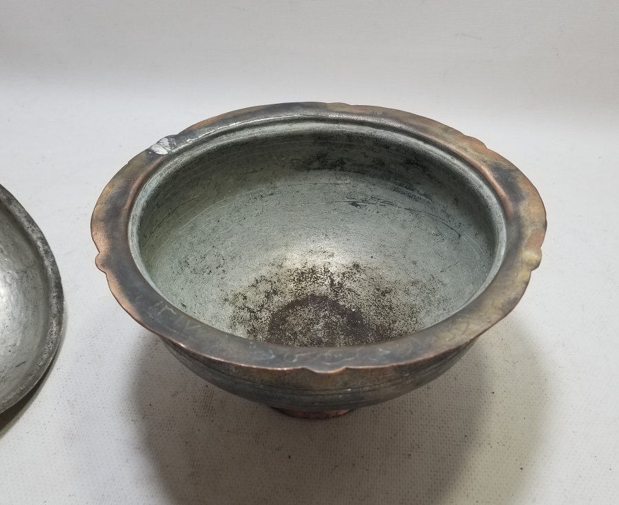 ÜZERİ YAZILI OSMANLI DÖNEMİ KAPAKLI ÇORBA KASESİ