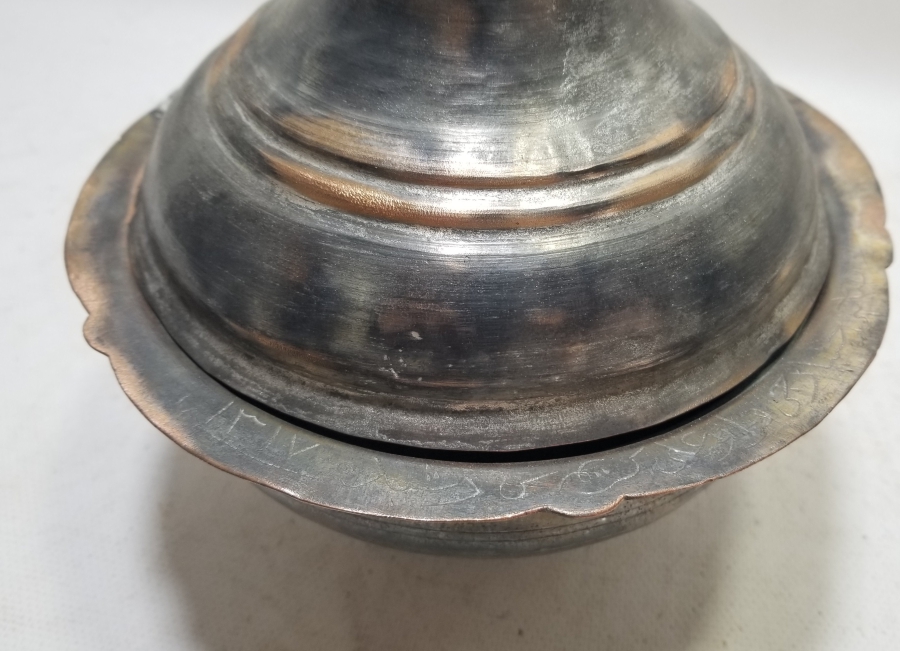 ÜZERİ YAZILI OSMANLI DÖNEMİ KAPAKLI ÇORBA KASESİ