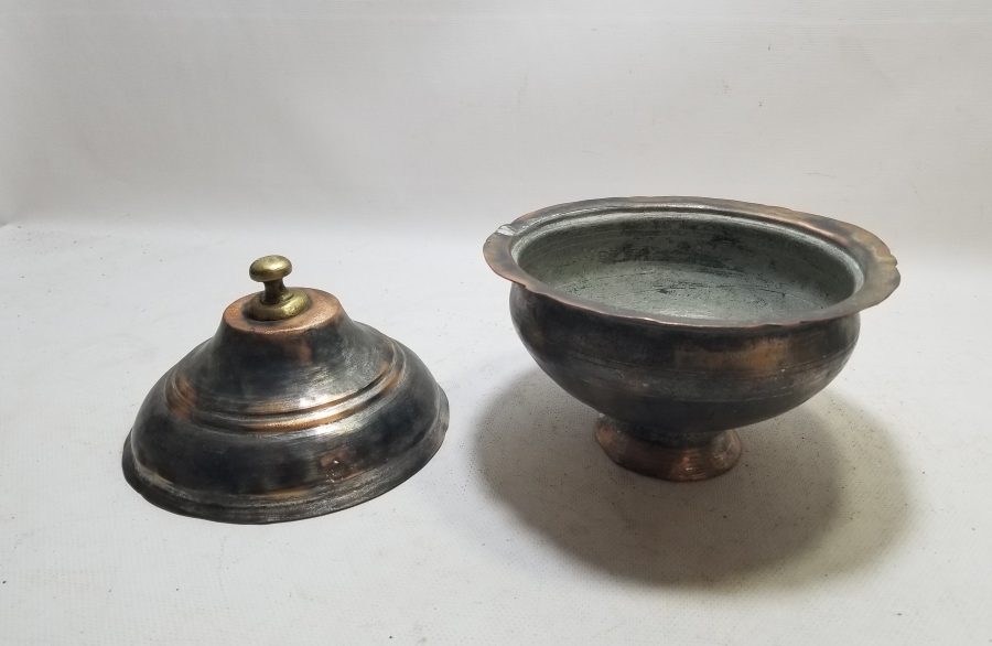 ÜZERİ YAZILI OSMANLI DÖNEMİ KAPAKLI ÇORBA KASESİ