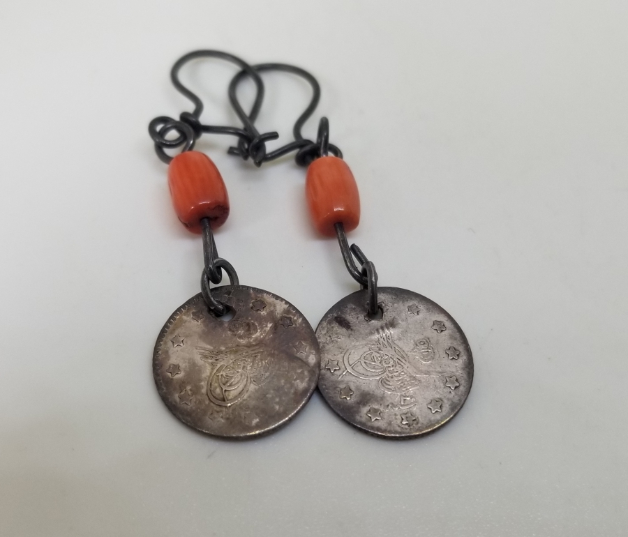 MERCANLI VE OSMANLI PARALI ÖZEL YAPIM GÜMÜŞ KÜPE