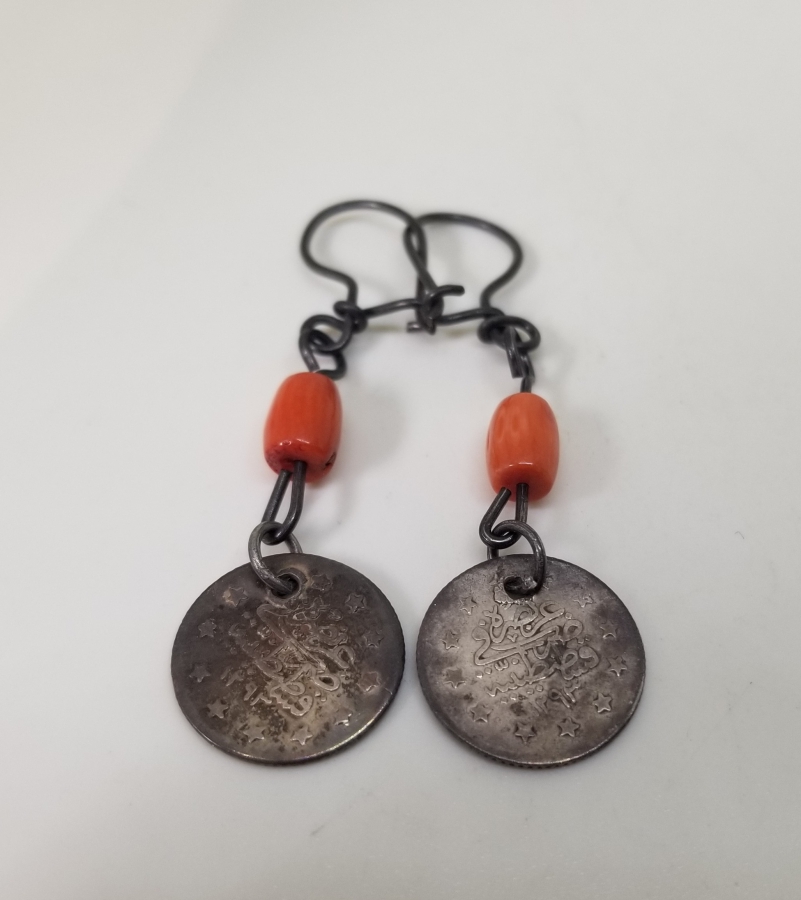 MERCANLI VE OSMANLI PARALI ÖZEL YAPIM GÜMÜŞ KÜPE