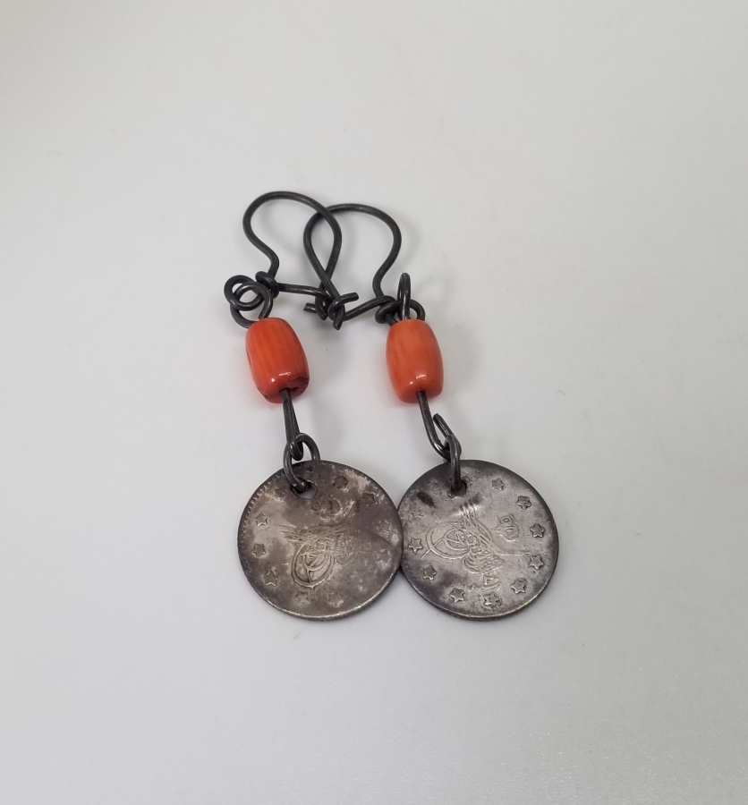 MERCANLI VE OSMANLI PARALI ÖZEL YAPIM GÜMÜŞ KÜPE