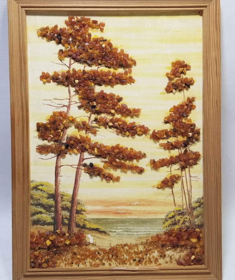 DAMLA KEHRİBARLARLA SÜSLÜ ANTİKA TABLO