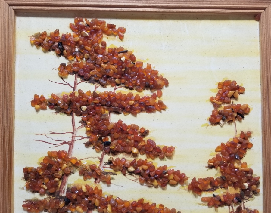 DAMLA KEHRİBARLARLA SÜSLÜ ANTİKA TABLO