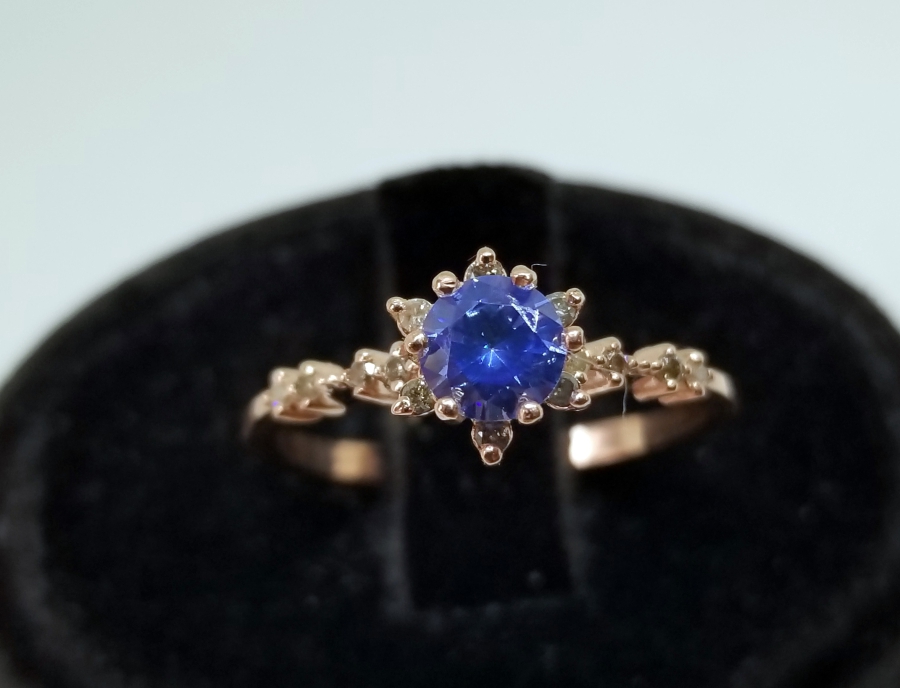 SAFİR VE PIRLANTA TAŞLI ÖZEL YAPIM YÜZÜK