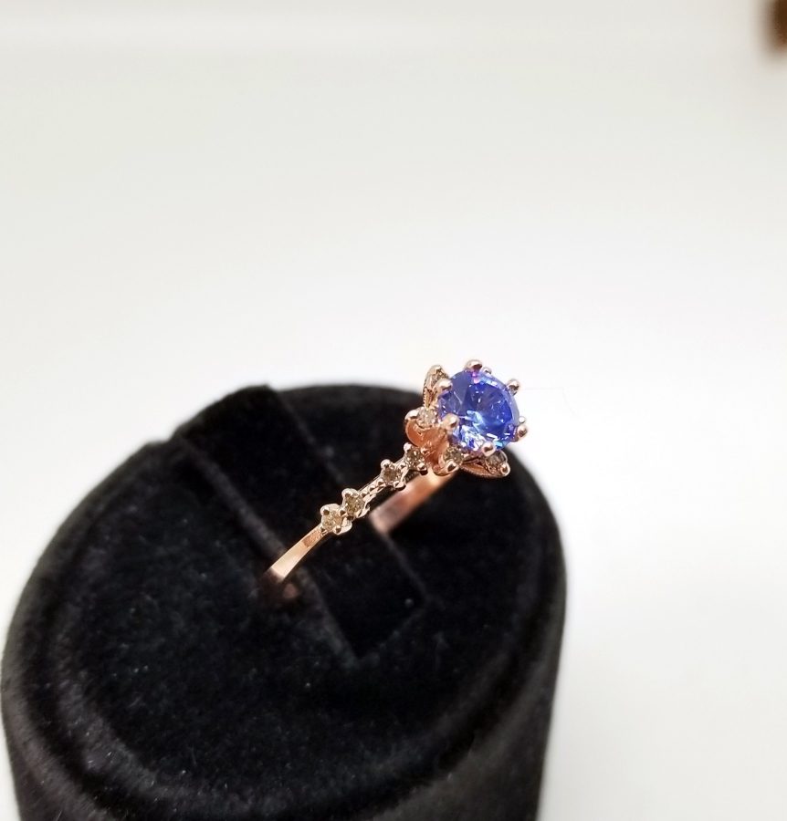 SAFİR VE PIRLANTA TAŞLI ÖZEL YAPIM YÜZÜK