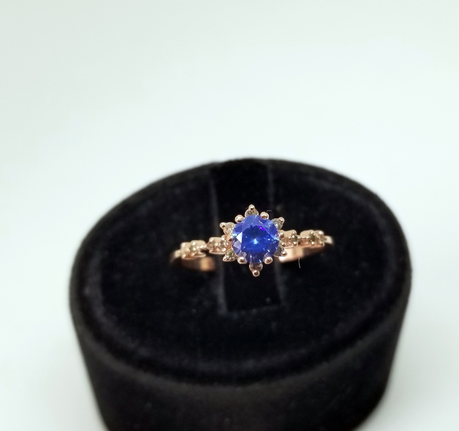 SAFİR VE PIRLANTA TAŞLI ÖZEL YAPIM YÜZÜK