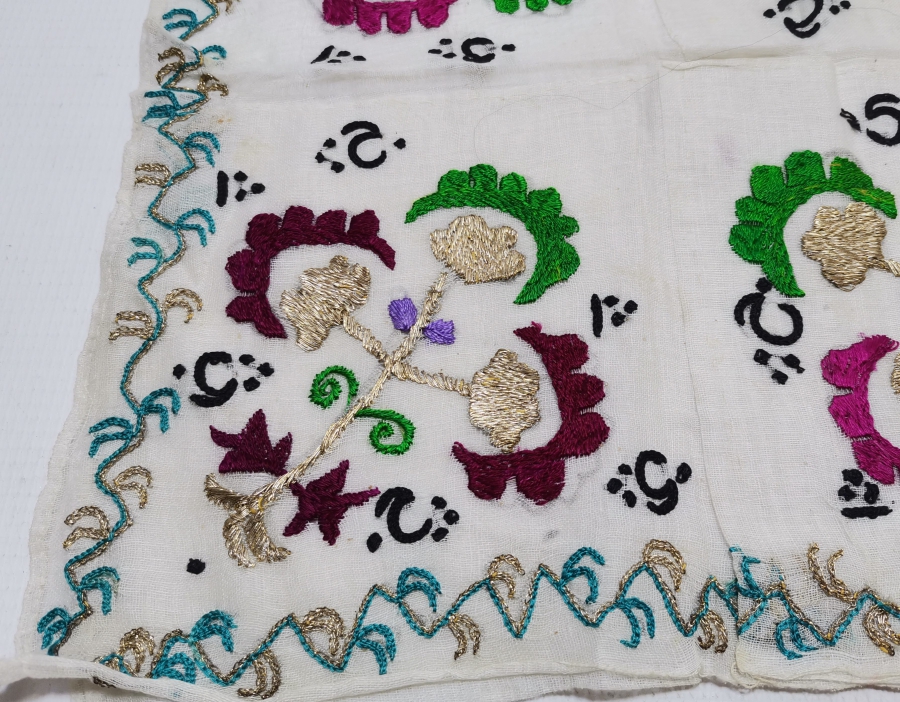 ÜZERİ OSMANLICA YAZILI GÜMÜŞ VE İPEK İŞÇİLİKLİ NADİR SÖZ ÇEVRESİ