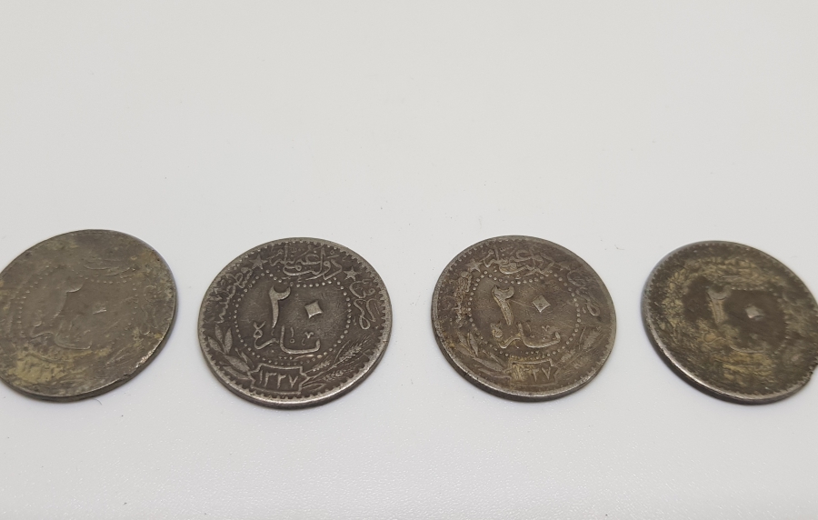 MEHMED REŞAD HAN DÖNEMİ 4 ADET NİKEL 20 PARA