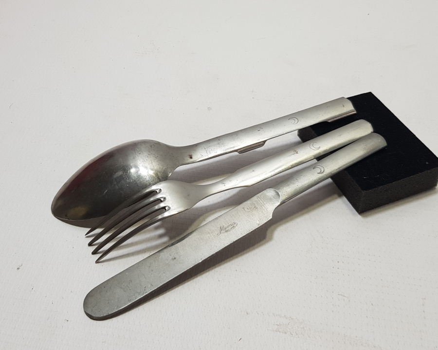 OSMANLI DÖNEMİ ÇOK NADİR HİLAL-İ AHMER ÇATAL BIÇAK KAŞIK SETİ