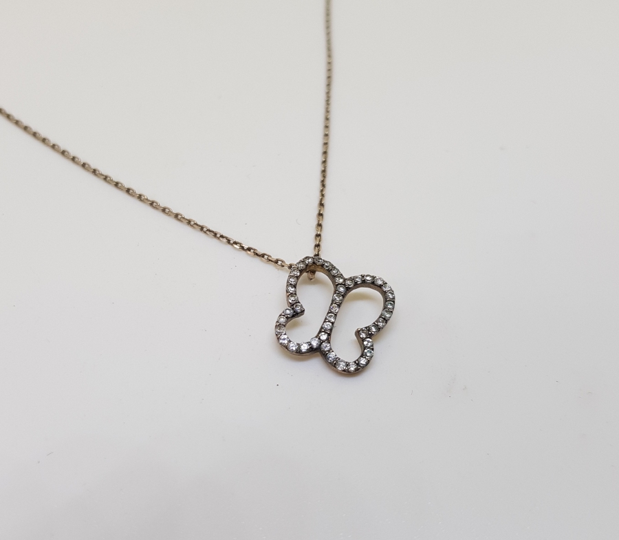 MARGAZİT TAŞLI KELEBEK FORMLU GÜMÜŞ KOLYE UCU