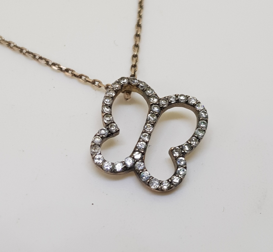 MARGAZİT TAŞLI KELEBEK FORMLU GÜMÜŞ KOLYE UCU