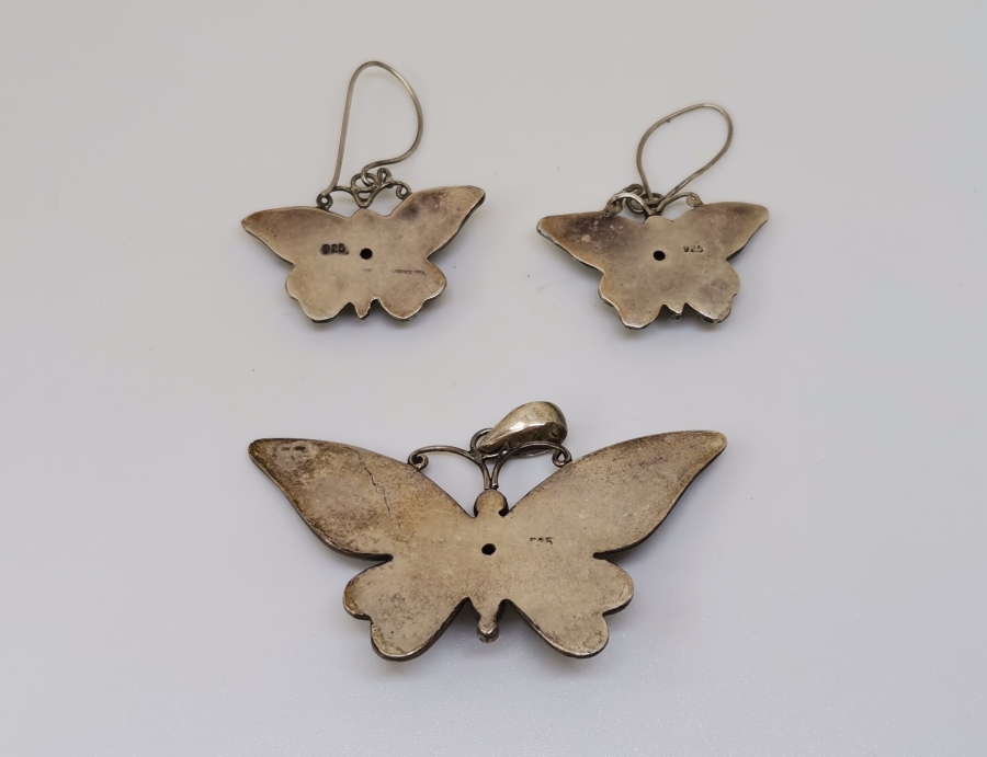 KELEBEK FORMLU ÖZEL YAPIM GÜMÜŞ KOLYE KÜPE YAPIMI