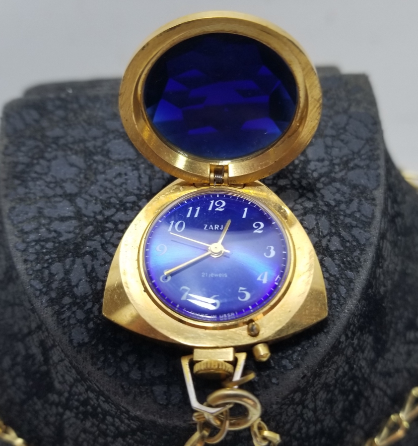 SOVYET RUSYA YAPIMI ALTIN KAPLAMA KURMALI KOLYE SAAT