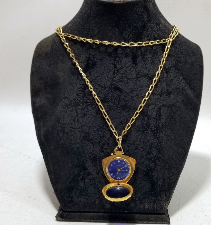 SOVYET RUSYA YAPIMI ALTIN KAPLAMA KURMALI KOLYE SAAT