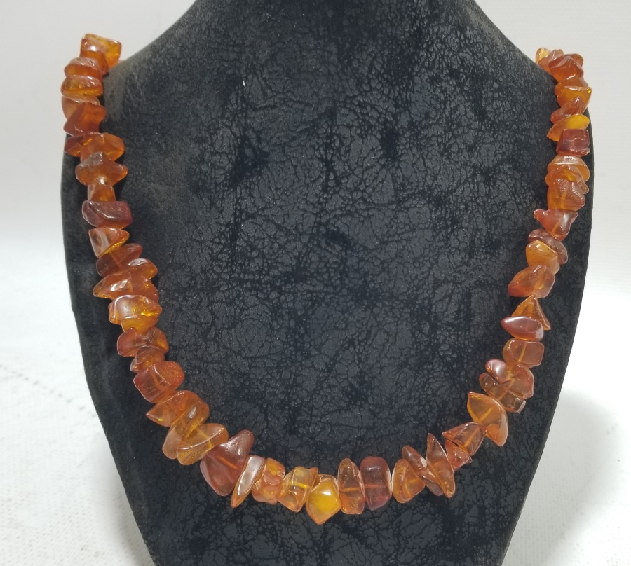 İÇİ FOSİLLİ ÖZEL YAPIM ANTİKA DAMLA KEHRİBAR GERDANLIK