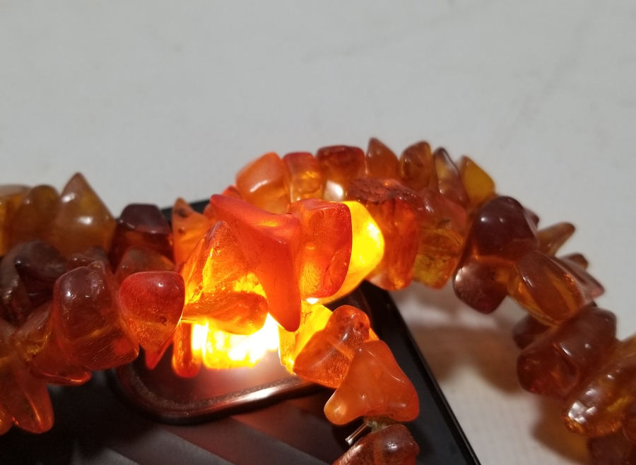 İÇİ FOSİLLİ ÖZEL YAPIM ANTİKA DAMLA KEHRİBAR GERDANLIK