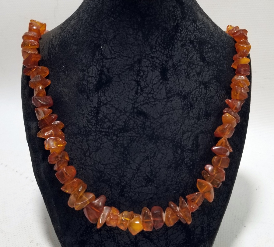 İÇİ FOSİLLİ ÖZEL YAPIM ANTİKA DAMLA KEHRİBAR GERDANLIK