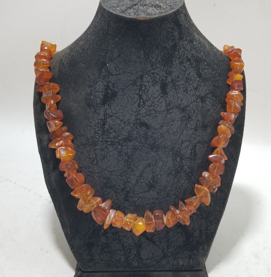 İÇİ FOSİLLİ ÖZEL YAPIM ANTİKA DAMLA KEHRİBAR GERDANLIK