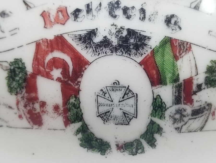 1. DÜNYA SAVAŞI DÖNEMİ ÜÇLÜ İTTİFAK KAPAKLI PORSELEN MACUNLUK