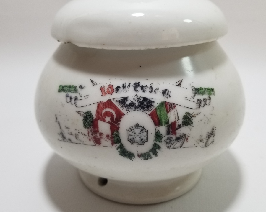 1. DÜNYA SAVAŞI DÖNEMİ ÜÇLÜ İTTİFAK KAPAKLI PORSELEN MACUNLUK