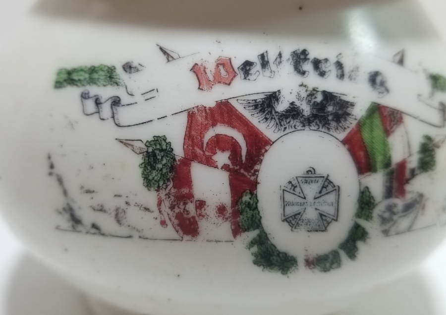 1. DÜNYA SAVAŞI DÖNEMİ ÜÇLÜ İTTİFAK KAPAKLI PORSELEN MACUNLUK