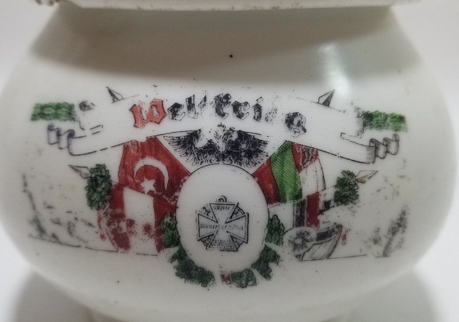 1. DÜNYA SAVAŞI DÖNEMİ ÜÇLÜ İTTİFAK KAPAKLI PORSELEN MACUNLUK