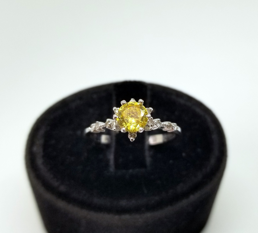 SİTRİN VE PIRLANTA TAŞLI YÜZÜK