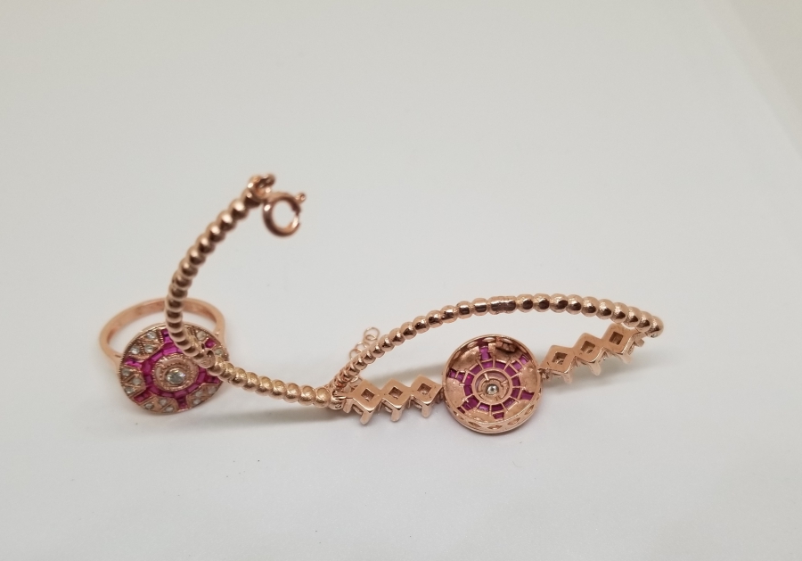 YAKUT - ELMAS VE PIRLANTA TAŞLI ÖZEL YAPIM BİLEKLİK - YÜZÜK TAKIMI