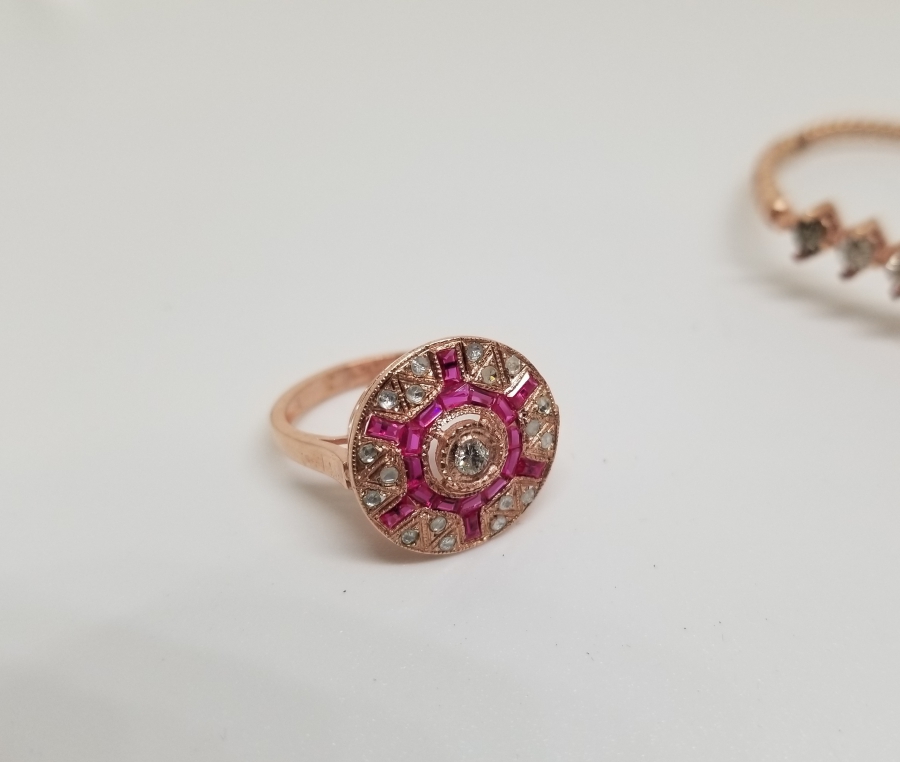 YAKUT - ELMAS VE PIRLANTA TAŞLI ÖZEL YAPIM BİLEKLİK - YÜZÜK TAKIMI