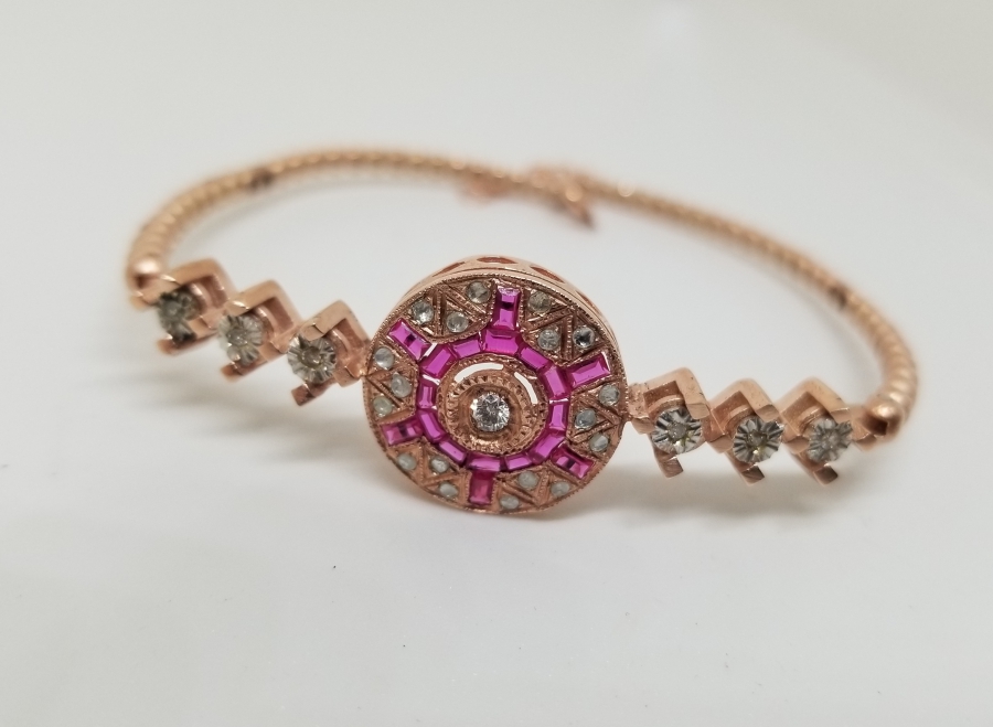 YAKUT - ELMAS VE PIRLANTA TAŞLI ÖZEL YAPIM BİLEKLİK - YÜZÜK TAKIMI