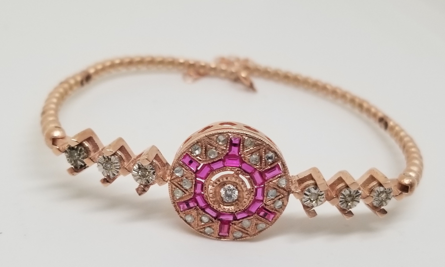 YAKUT - ELMAS VE PIRLANTA TAŞLI ÖZEL YAPIM BİLEKLİK - YÜZÜK TAKIMI