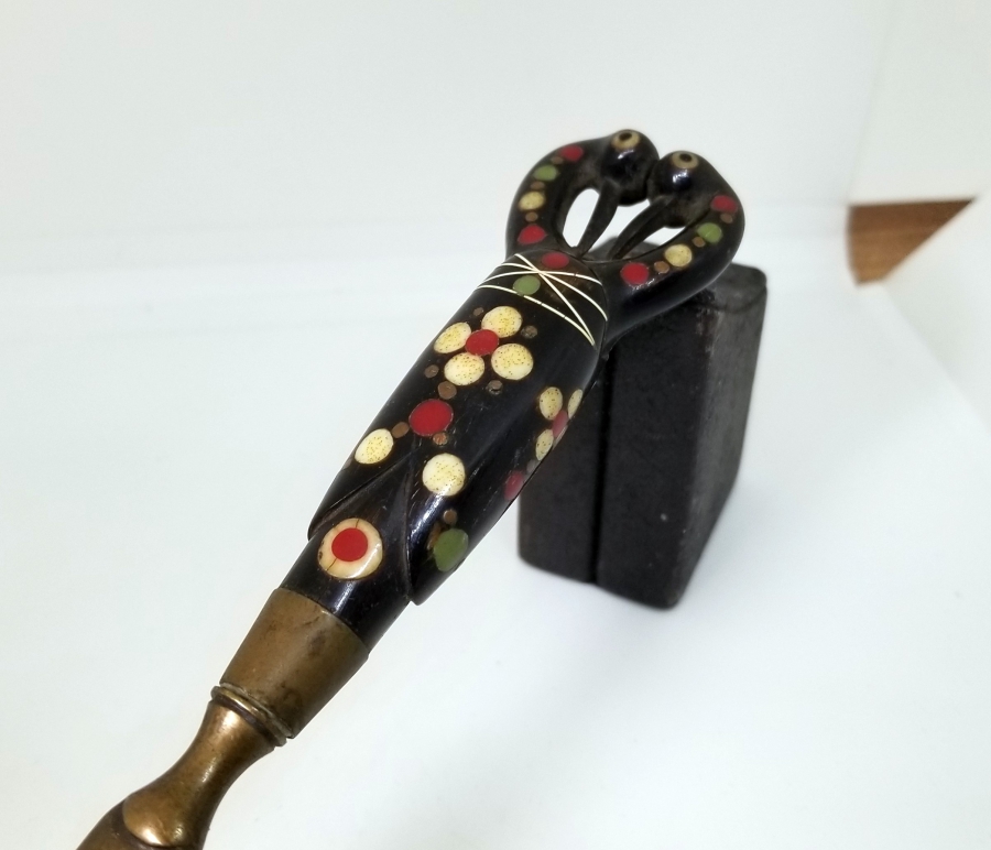 BOYNUZ ÜZERİ KEMİK ÇAKMA İŞÇİLİKLİ OSMANLI DÖNEMİ ZARF AÇACAĞI