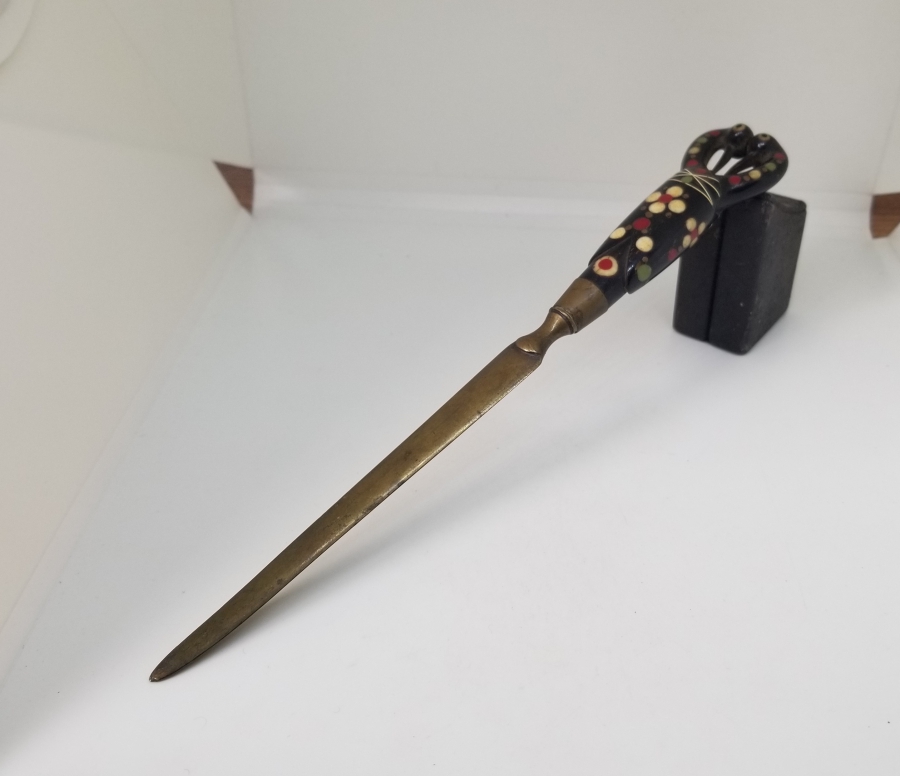 BOYNUZ ÜZERİ KEMİK ÇAKMA İŞÇİLİKLİ OSMANLI DÖNEMİ ZARF AÇACAĞI