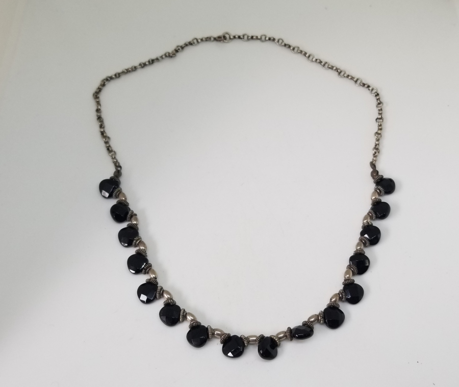 GRANAT TAŞLI ÖZEL YAPIM GÜMÜŞ GERDANLIK