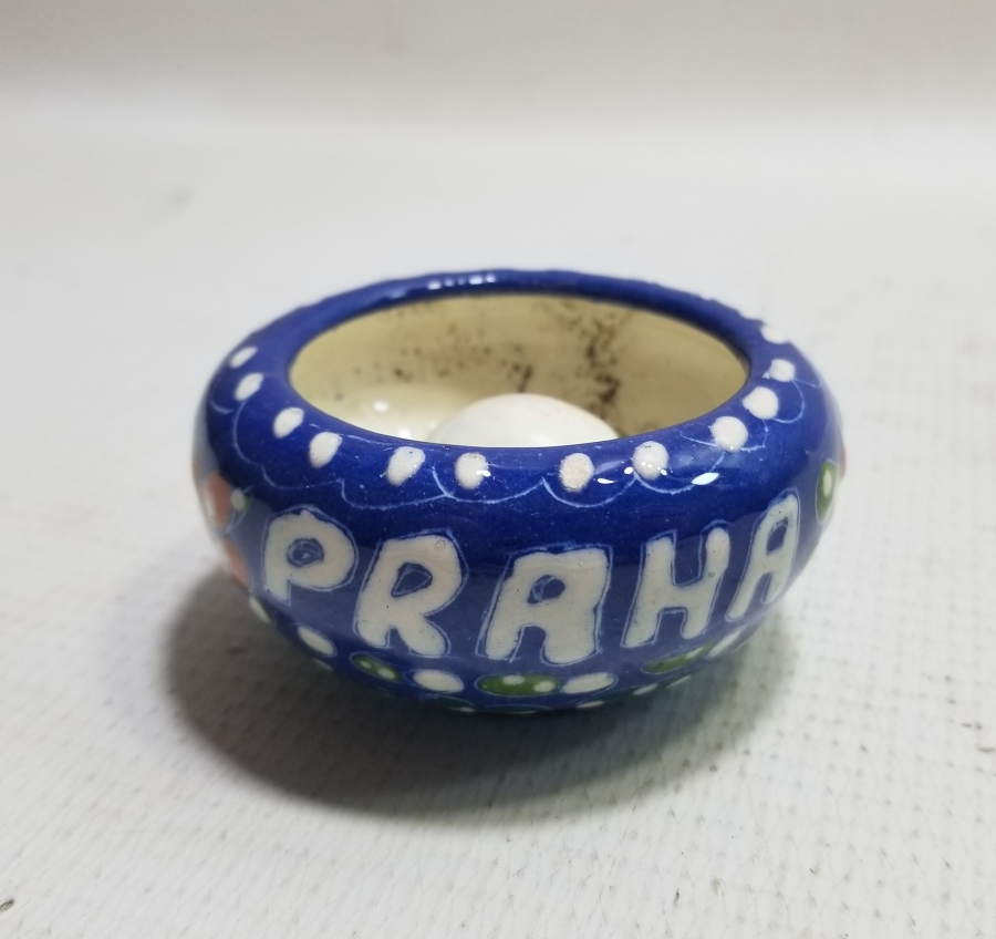PRAG HATIRASI EL BOYAMA İŞÇİLİKLİ ÇİNİ KASE