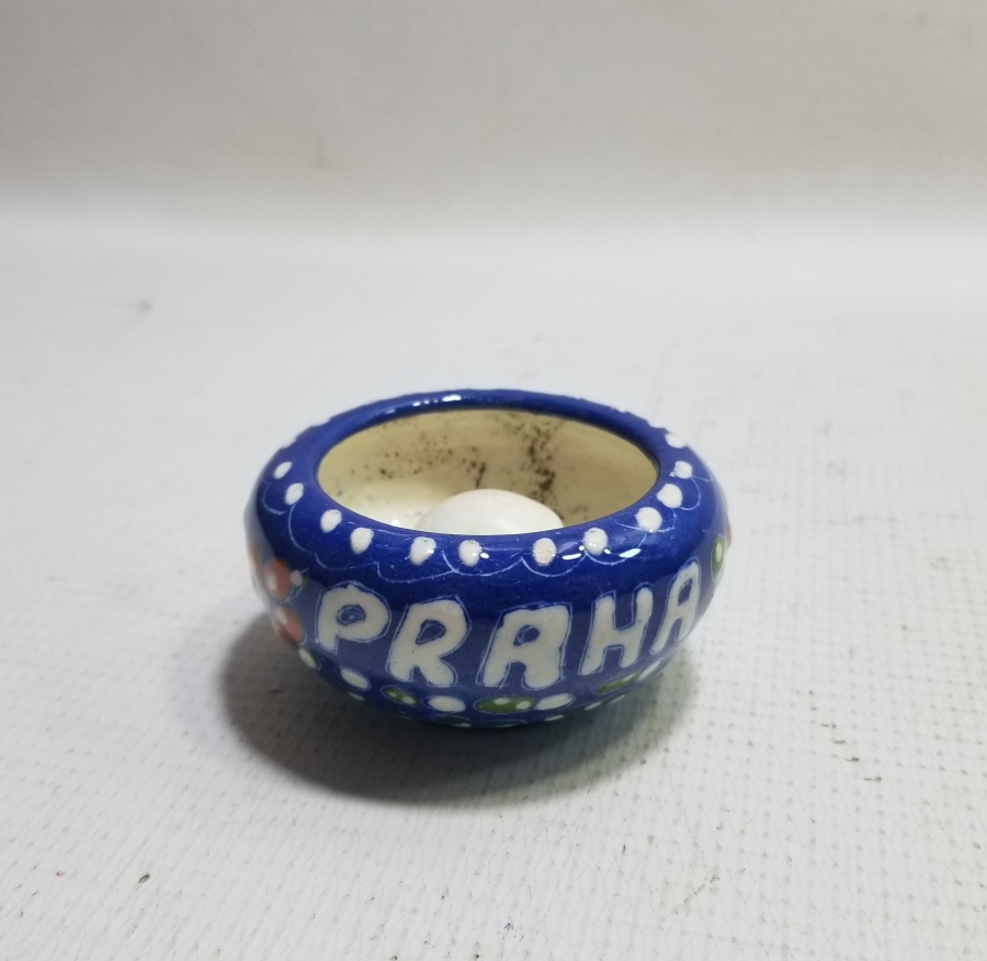 PRAG HATIRASI EL BOYAMA İŞÇİLİKLİ ÇİNİ KASE