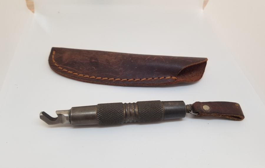 ORİJİNAL DERİ KILIFINDA ANTİKA KAMPÇI BIÇAĞI