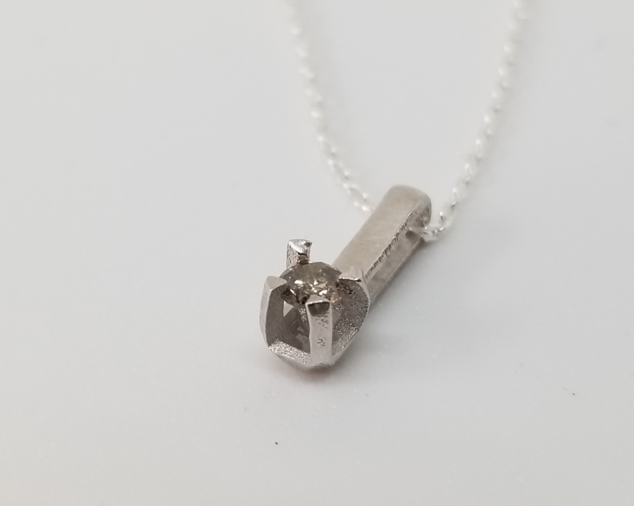 PIRLANTA TAŞLI ÖZEL YAPIM GÜMÜŞ KOLYE