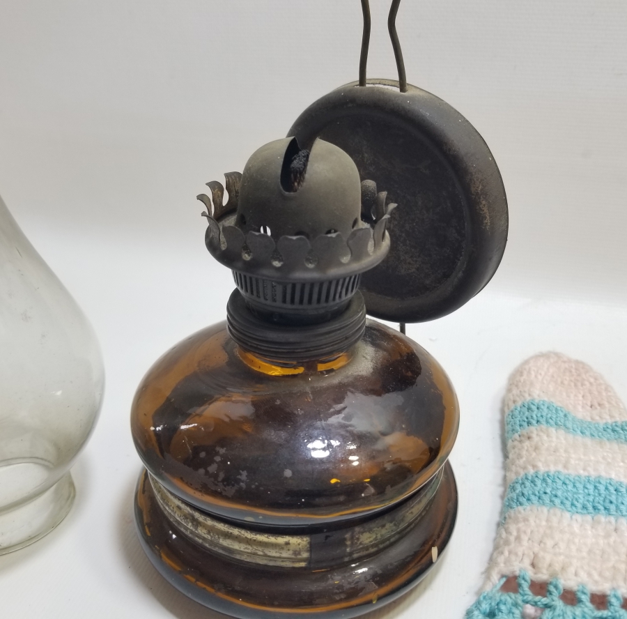 ORİJİNAL BACA KORUMASIYLA ANTİKA GAZ LAMBASI