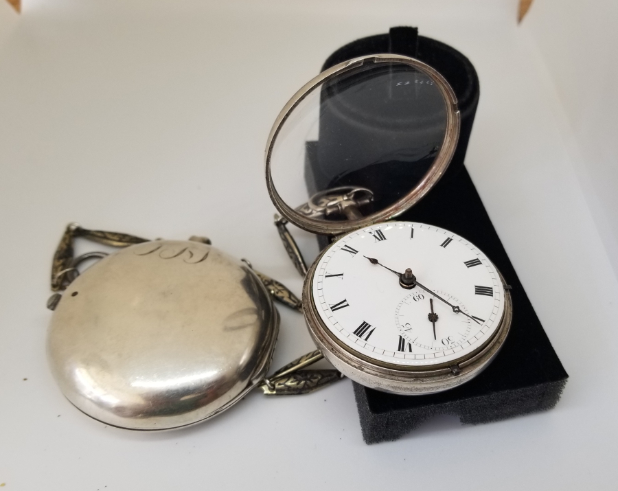 1800 BAŞLARI JOHN EVANS GÜMÜŞ ÇİFT KASA PRIOR CEP SAATİ