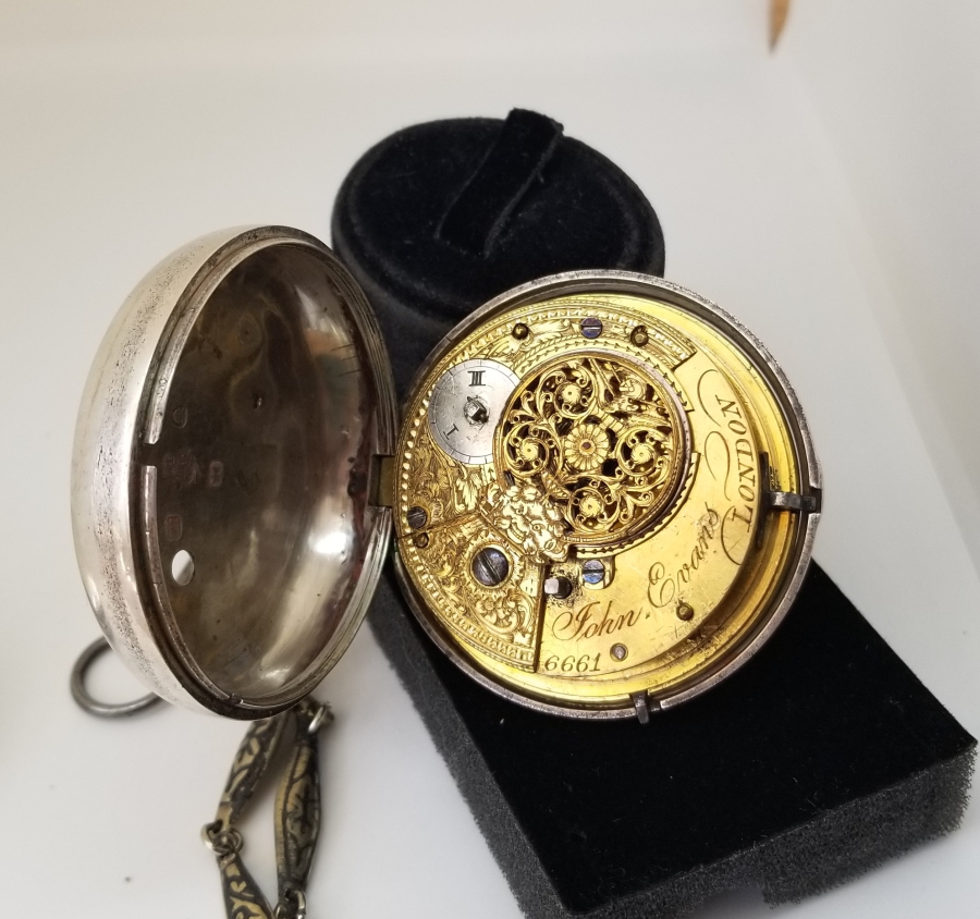 1800 BAŞLARI JOHN EVANS GÜMÜŞ ÇİFT KASA PRIOR CEP SAATİ