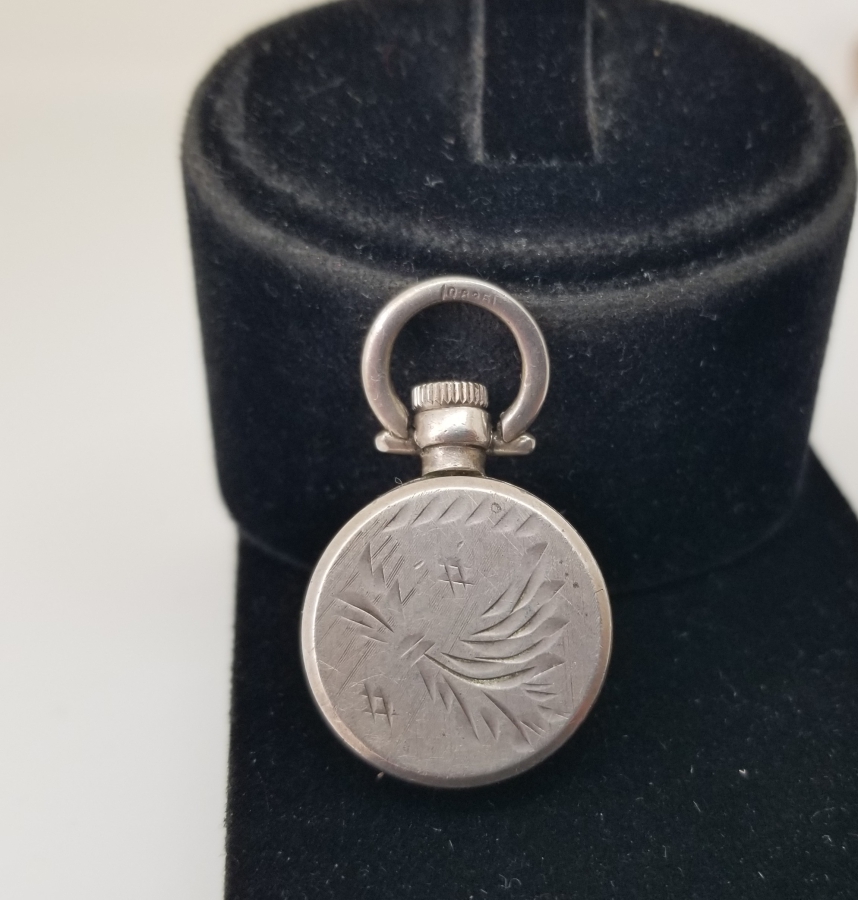 GÜMÜŞ KASA ANTİKA KURMALI KOLYE SAAT